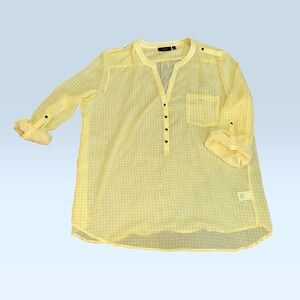 Apt. 9 Yellow Windowpane Casual Button Down Shirt (XL)